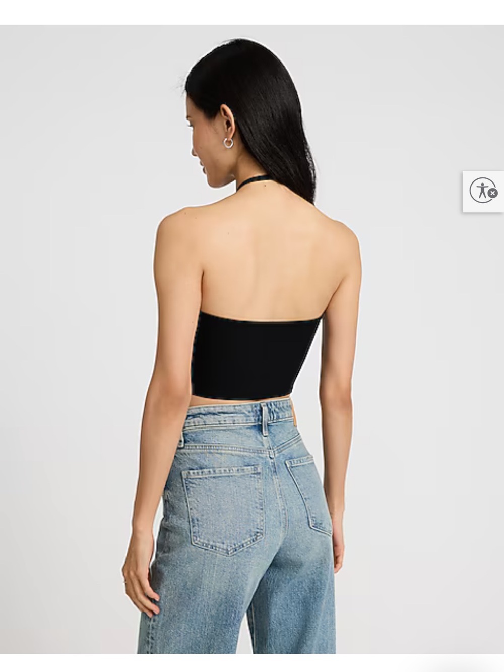 NWT Express Black Halter Crop Top Ribbed - Picture 5 of 6